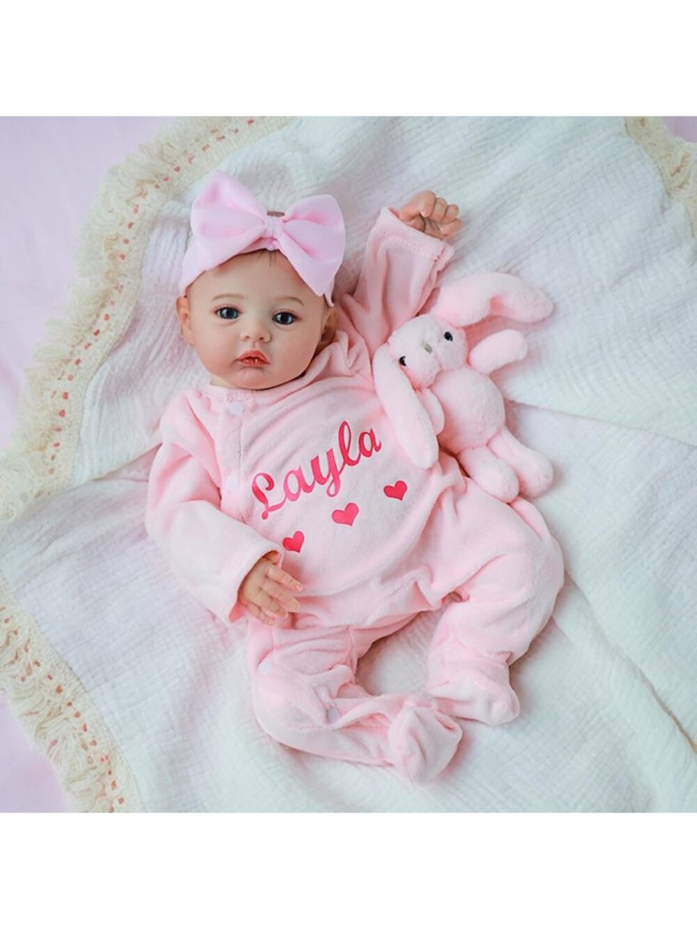 18 Inch Real Baby Doll Vinyl Body with Open Eyes with Accessories for Kids 3+